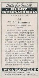 1929 Wills's Rugby Internationals #26 Max Simmers Back